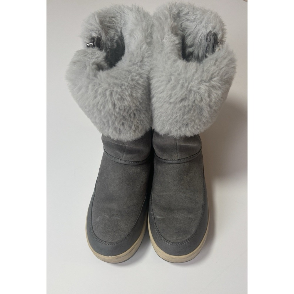 Koolaburra by UGG Womens Grey Suede Faux Fur Zip Winter Boots 1105889 Size 6